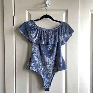 Velvet off the shoulder onesie